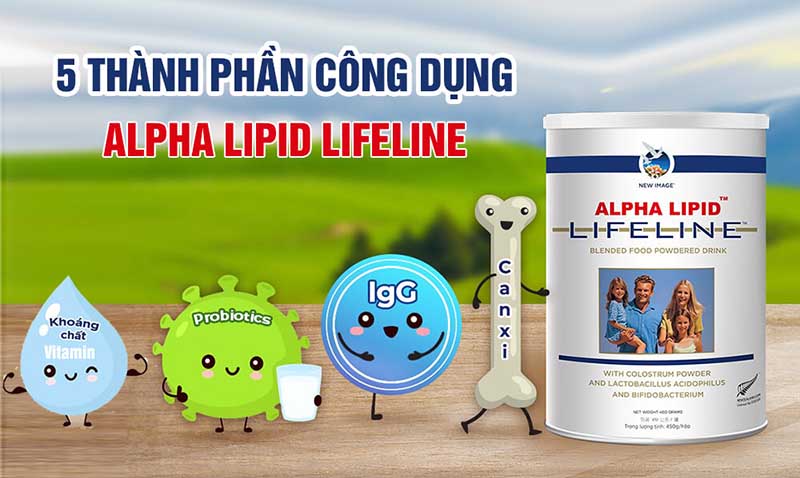Trong thành phần của sữa non Alpha Lipid có chứa kháng thể, lợi khuẩn, canxi cùng các khoáng chất tốt cho cơ thể